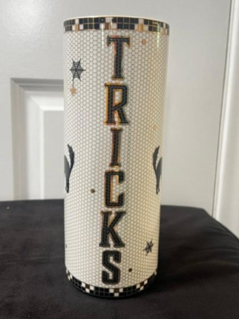 Anthropologie Bistro Tile Stoneware Canister: Halloween Edition – Tricks - NWT - Picture 5 of 9